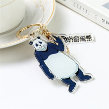 Promotional gift custom printed logo cute carton panda shape acrylic key chain